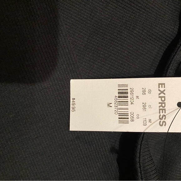 Express Ladies Black Ribbed Scoop Neck Bodysuit Long Sleeve NWT Size L - Picture 3 of 3